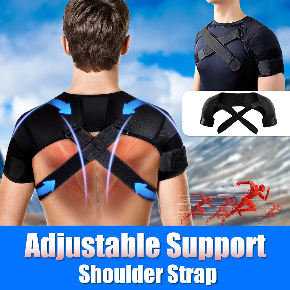 Adjustable Shoulder Support Strap Double Bandage Cross Compression Shoulder Brace Protector Strap Posture Correction Bandage