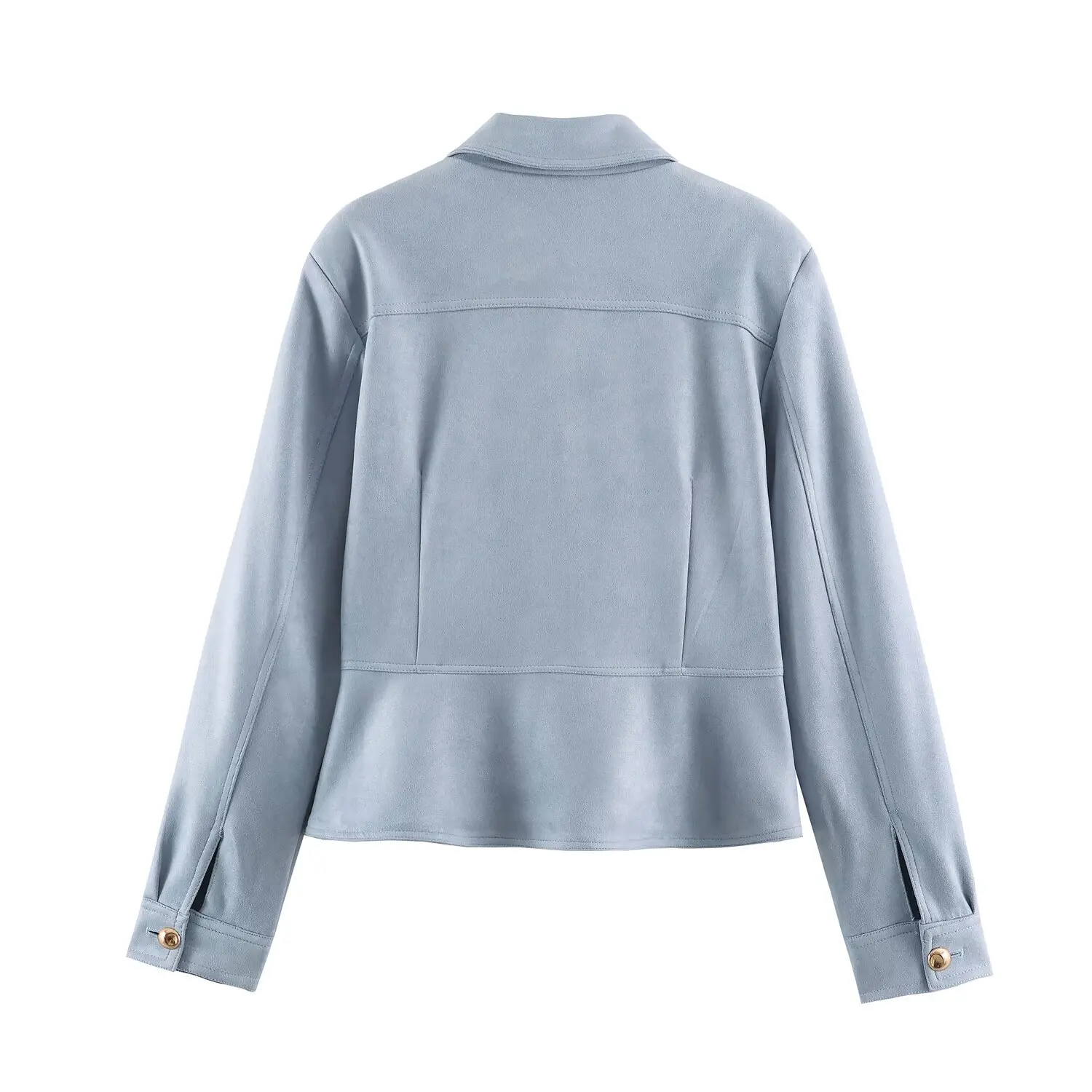 Women's Faux Suede Jacket With Shoulder Pads New 2026 Autumn Lapel Collar Women's Winter Jacket Chic Female Coats