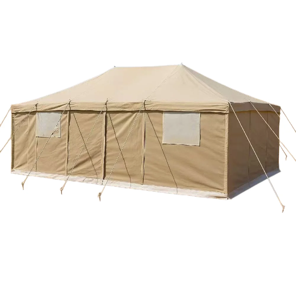 High-quality 4x6M Saudi Arabia Multi-purpose Steel Pole Style Desert Color Canvas Tent Factory Supply