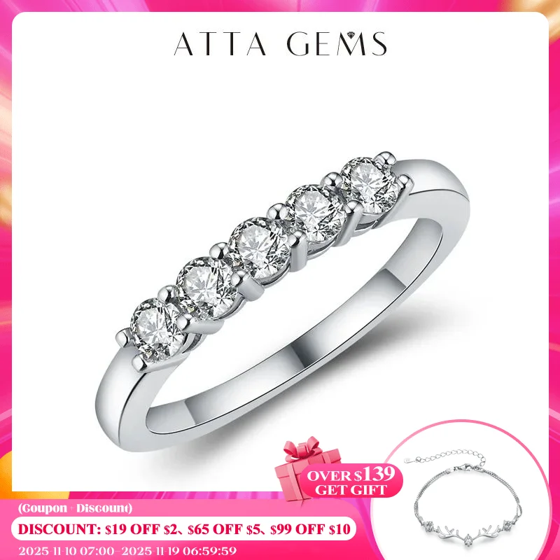 

ATTAGEMS 925 Sterling Silver 18K Gold Plate Bubble Ring for Women Moissanite Solitaire Ring Eternity Wedding Band Engagement New