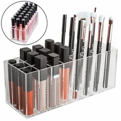24 Slots Makeup Brush Storage Box Lipstick Holder Display Case lear Acrylic Cosmetic Storage Box Lipgloss Stand Sundry Organizer