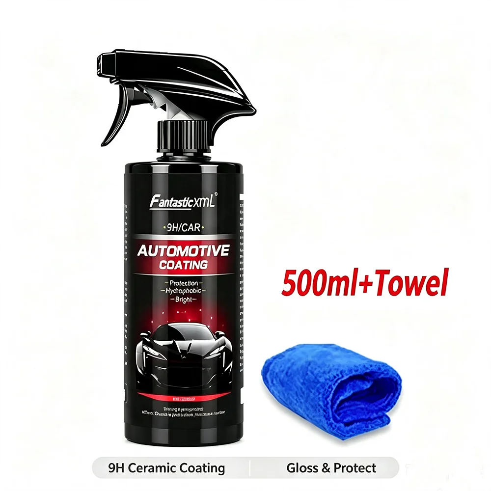 FantasticXml 500ML Ceramiczny Powłokowy Preparat Ochronny do Aut z Powłoką z Nanometrowego Szkła 9H, Wykończenie o Kryształowym Wyglądku, Hydrofobowy i Wodoodporny, Poleruje i Zwiększa Trwałość