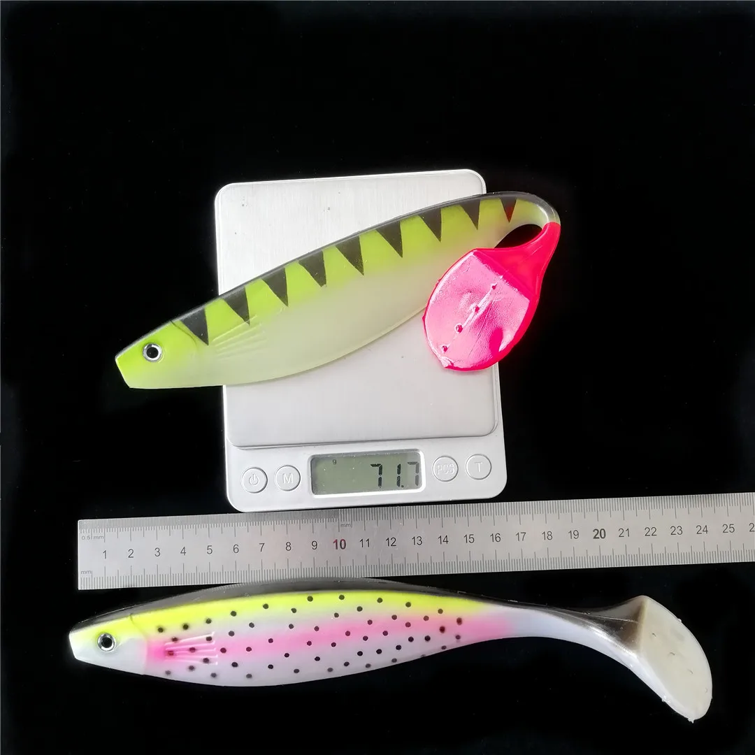 2pcs Saltwater Fishing Lures Big Soft Bait 235mm 70g Shad Silicone Bass Artificial Pike Swimbait Paddle Tail Jig Wobblers