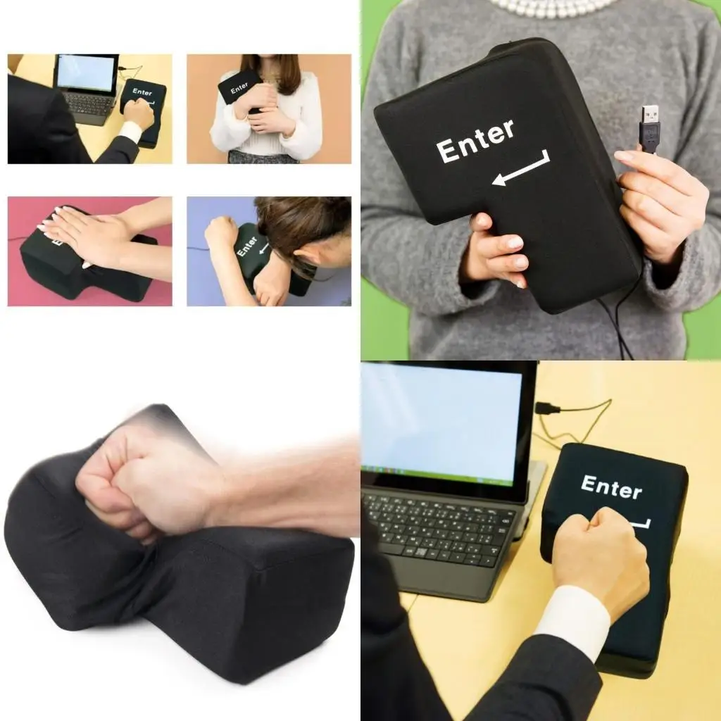 

R53C Big Enter Pillow Button USB Enter Replacement Stress Reliever Creative Gift For Office Laptop Computer
