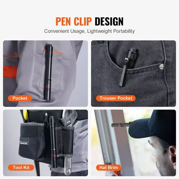 VEVOR Lanterna recarregável de 5,9 polegadas 300 lúmens 3 modos de iluminação Lanterna de bolso