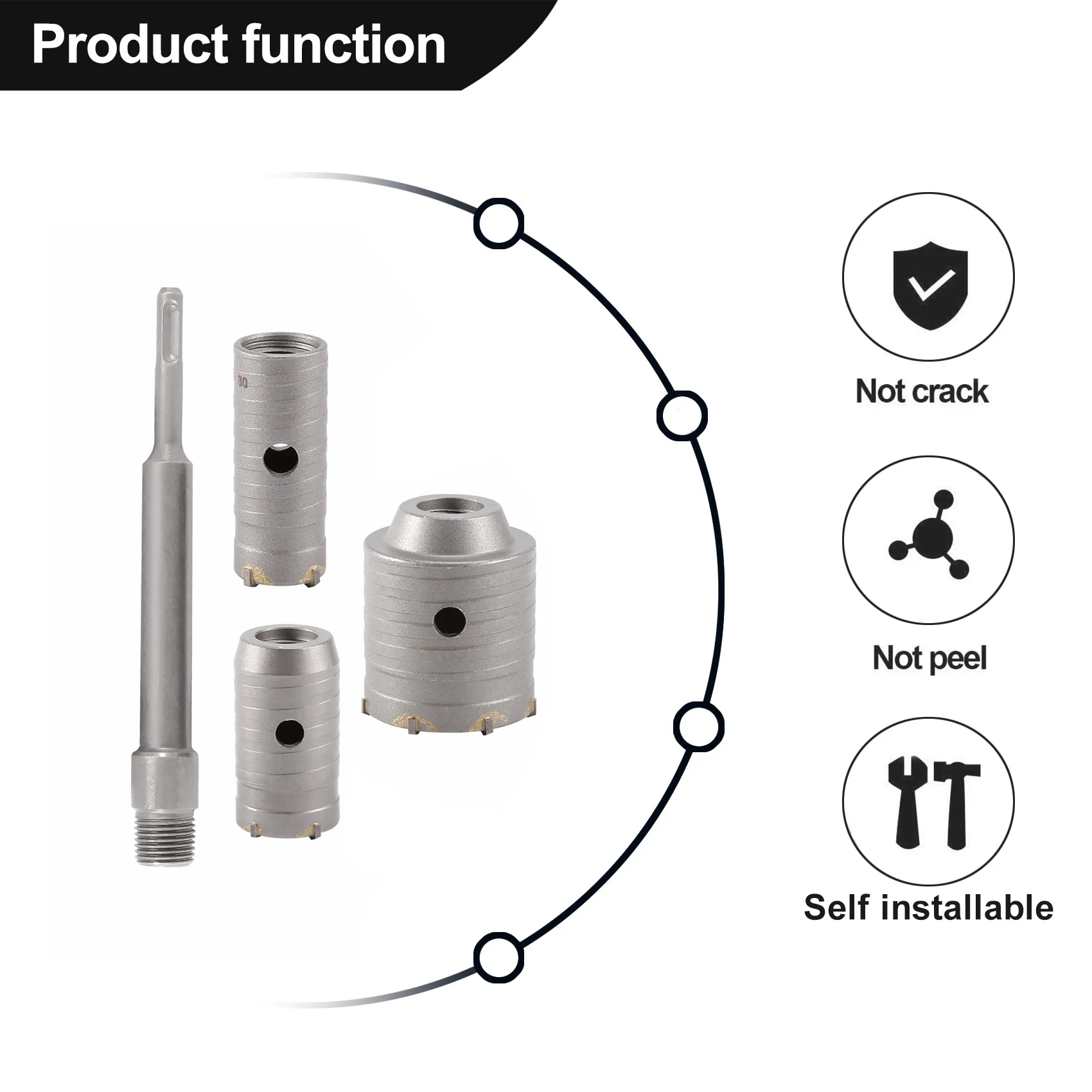

ABXF-Concrete Hole Saw Kits SDS Plus Shank Wall Hole Cutter Cement Drill Bit Sets(30, 40, 60Mm), With 220Mm Connecting Rod
