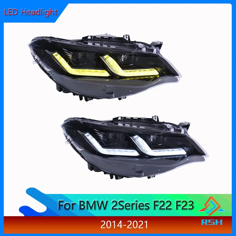 Headlight Assembly For BMW 2 Series F22 F23 2014-2019 Aftermarket Upgrade With LED Projector Lens Dual-Color DRL And Turn Signal