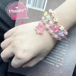 3Pcs/set Bracelet Party Bracelets Star Letter Candy Color Beads Children Kids Beads Bracelets For Girls Gift