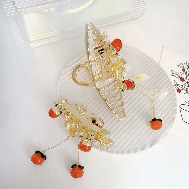 The New vintage tassel good luck persimmon Hair Clip shark clip Barrette Headdress For Women Girl Hair Accessories headdress