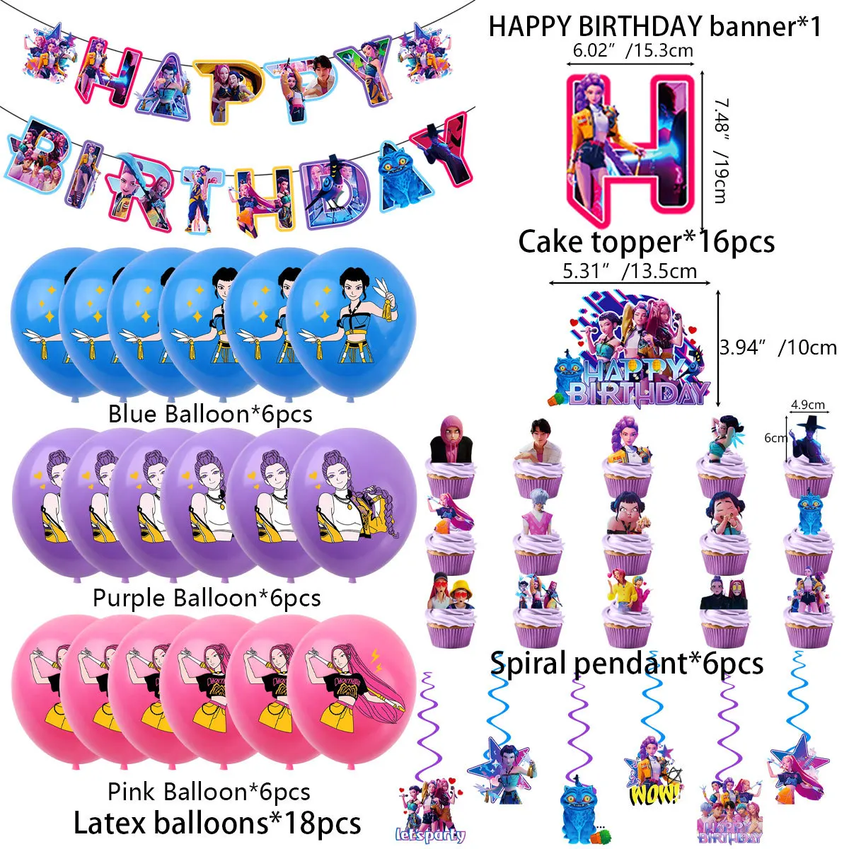 KPop Demon Hunters Theme Birthday Party Banner Balloon Cute Rumi Mira Zoey Birthday Balloons Cake Topper Backdrop Deco Party Toy image 6