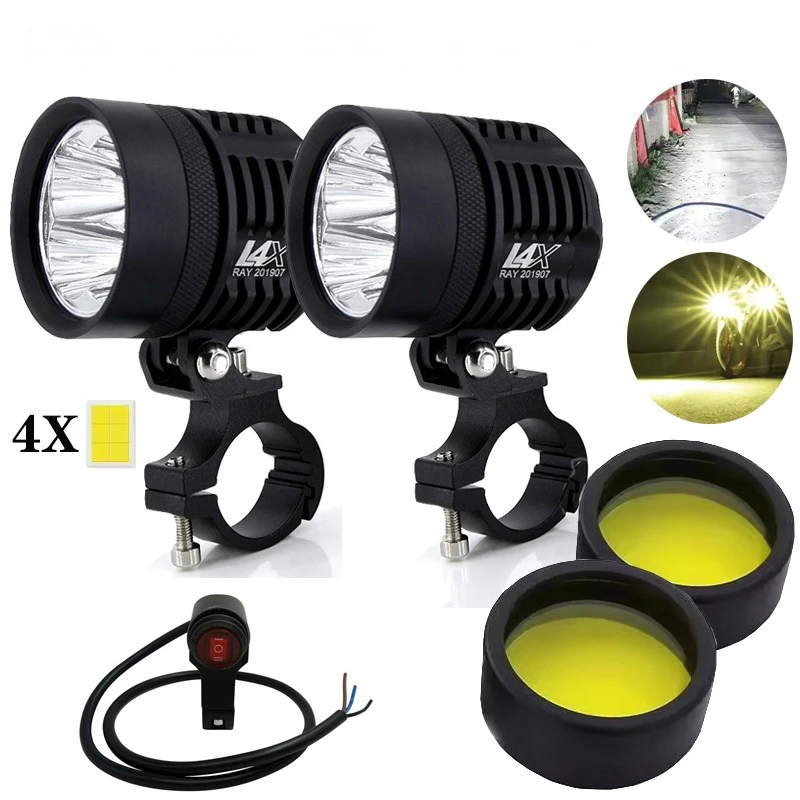 

2PCS Universal L4X Headlight LED Motorbike 20000LM Moto Spotlight Waterproof Flash Fog Spot Motos Bulb Super bright 12V