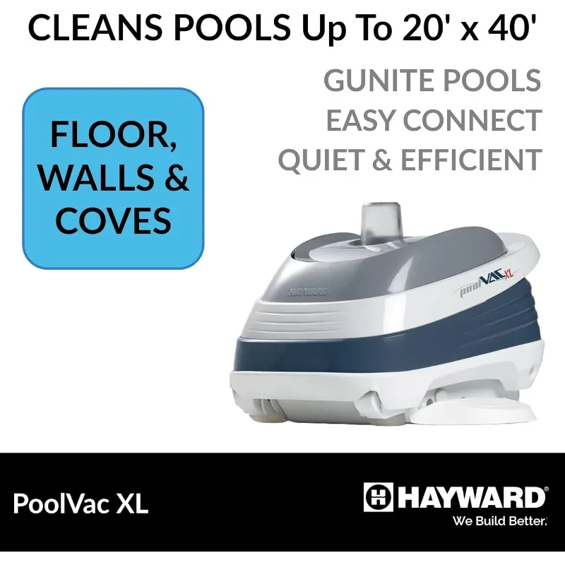 Hayward W32025ADC PoolVac XL 흡입 풀 클리너(지상 내 Gunite 풀용, 최대 20 x 40피트, 40피트 호스 포함, 자동 진공)