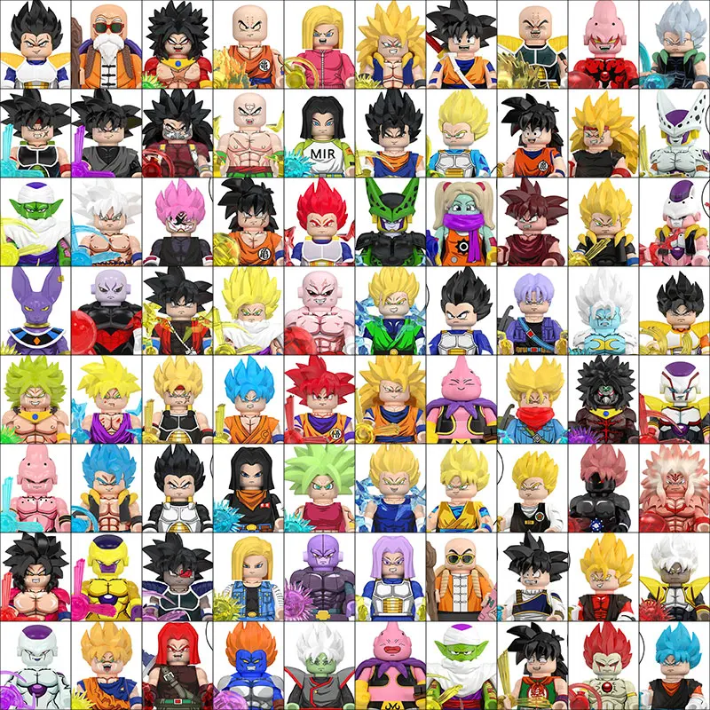 80 Piezas de Bloques de Construcción de DRAGON BALL, Goku, Vegeta, Birusu, Frieza, Mini Figuras de Acción, Accesorios, Regalos de Halloween y Navidad para Niños