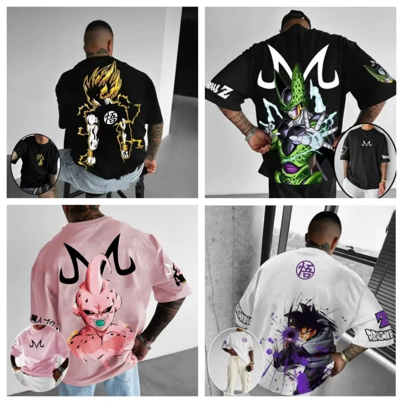 

Wukong аниме футболка Dragon Ball Majin Buu хлопок мягкая удобная повседневная уличная футболка Y2K Cell домашняя одежда мужская с короткими рукавами