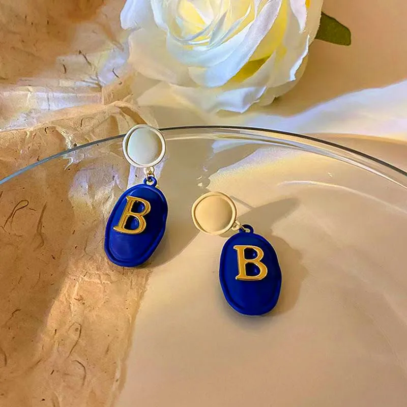 Brand New Metal Ladies Earrings Women Letter B Pendant Stud Earrings Girls Acrylic Pendant Jewelry Party 2023