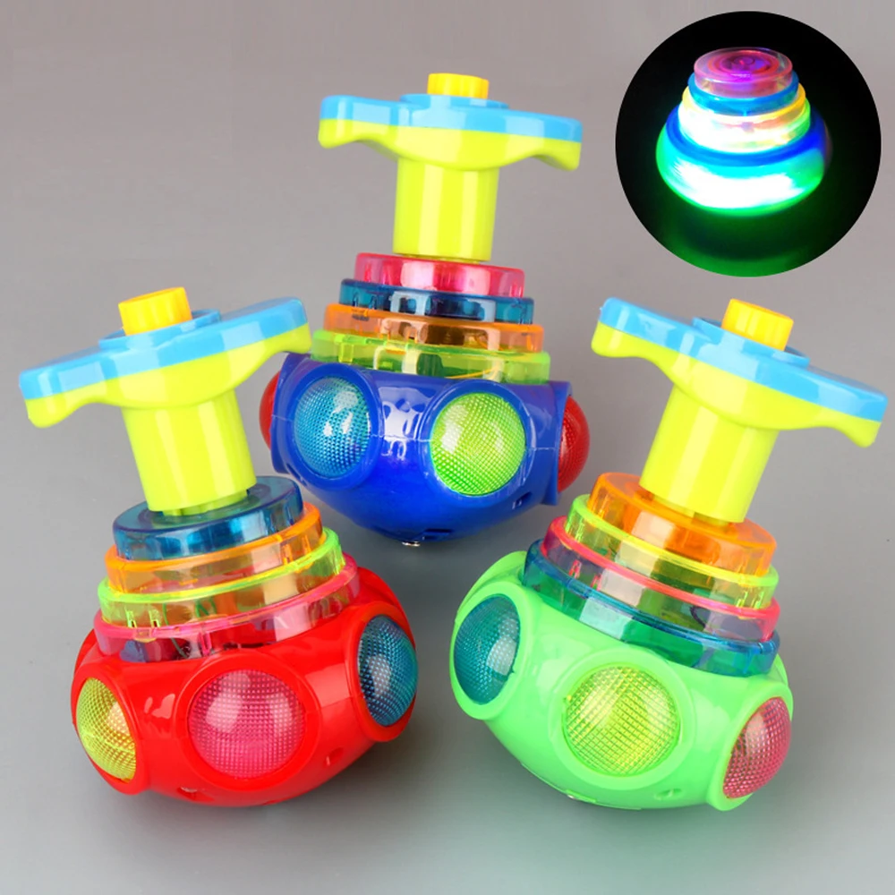 Bagged Round Luminous Toy Light Music Rotating Gyro Fidget Spinner Spinning Top Toys Random Color Children\'s Toys Kids Gifts