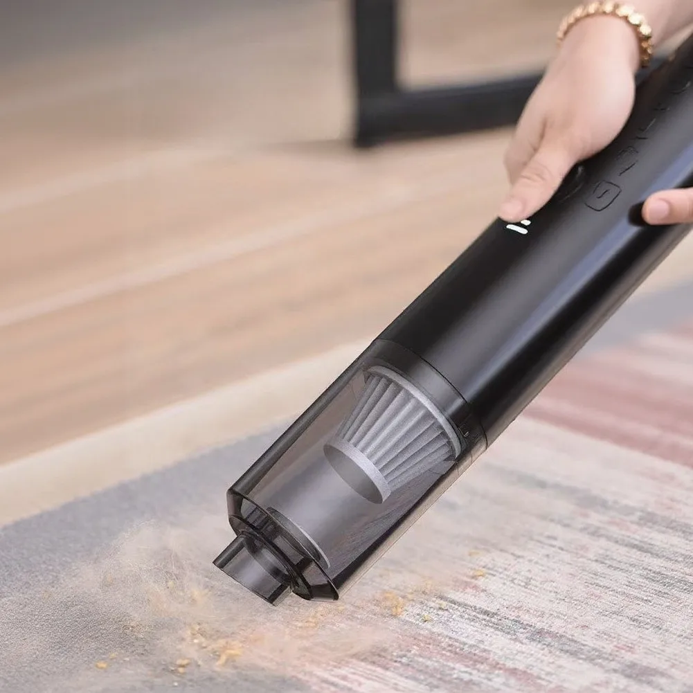 Cordless 2-in-1 Suction Cleaner for Home and Car Featuring LED Light Compact Size and Multi-Attachment Capability