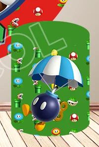 Sfondo rotondo di Super Mario Sfondo per baby shower Pianta di piranha Koopa Troopa Copertura del cilindro Decorazioni per feste di compleanno per bambini Prop