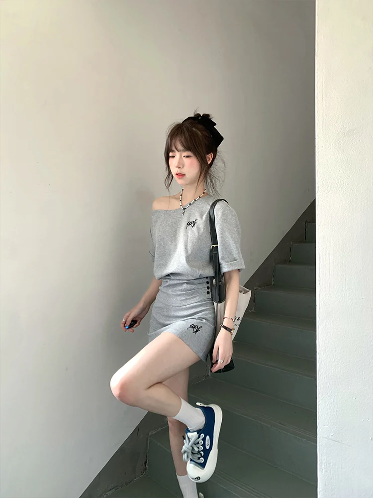 

Повседневный корейский женский летний комплект ort Sve Топ и ор Юбка Костюм из двух предметов Хлопковый материал Студенческая школа orm