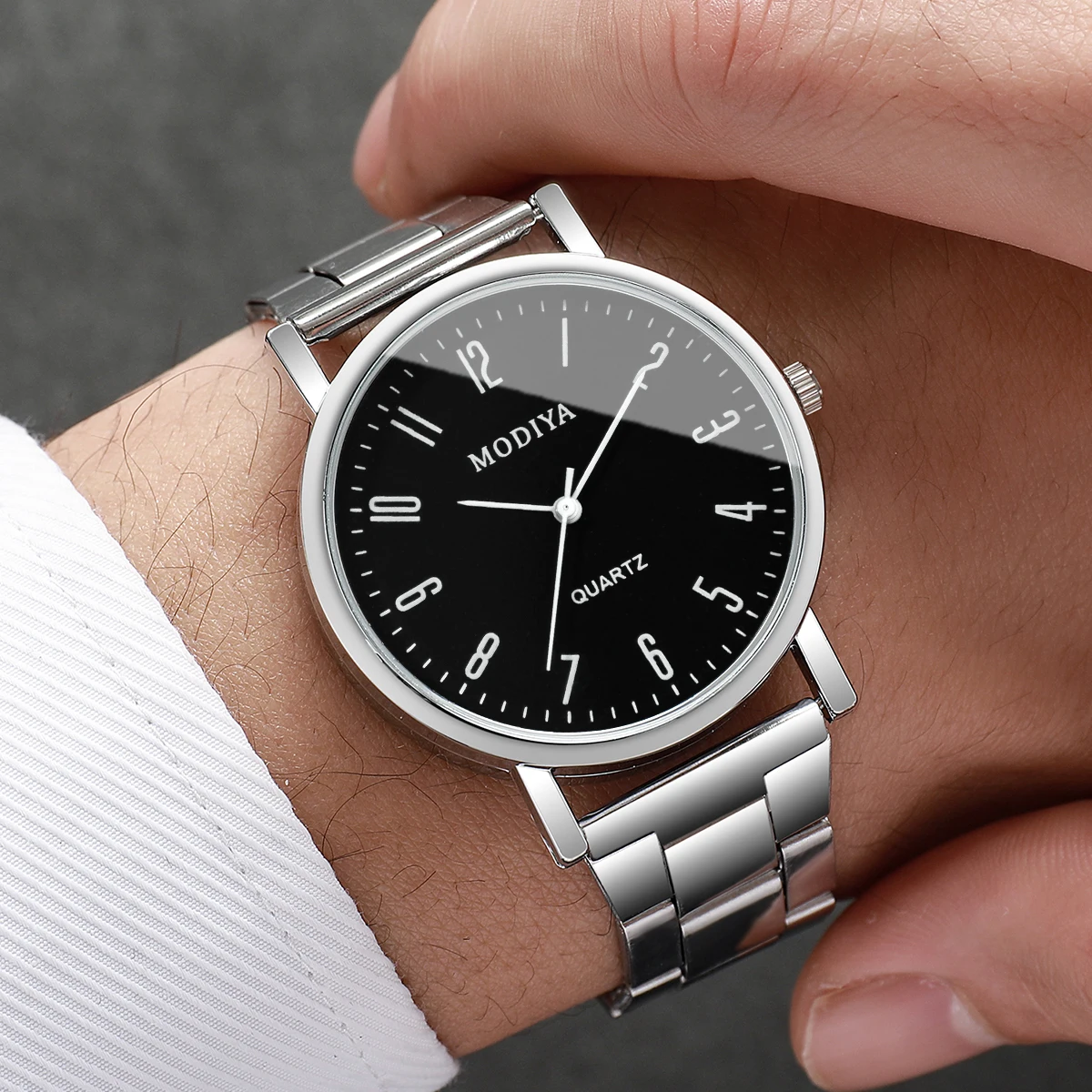 Fashion Men Business Watches Simple Arabic Dial Analog Quartz Wristwatch Reloj Hombre（Without Box） image 4