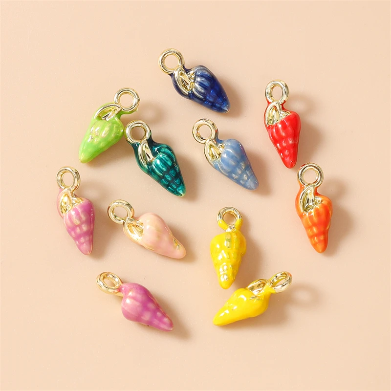 5 Stück 5x13mm Niedliche Bunte Emaille-Muschel-Anhänger für Schmuckherstellung, Halsketten, Ohrringe, Armbänder, DIY-Bastelzubehör – Detail 14