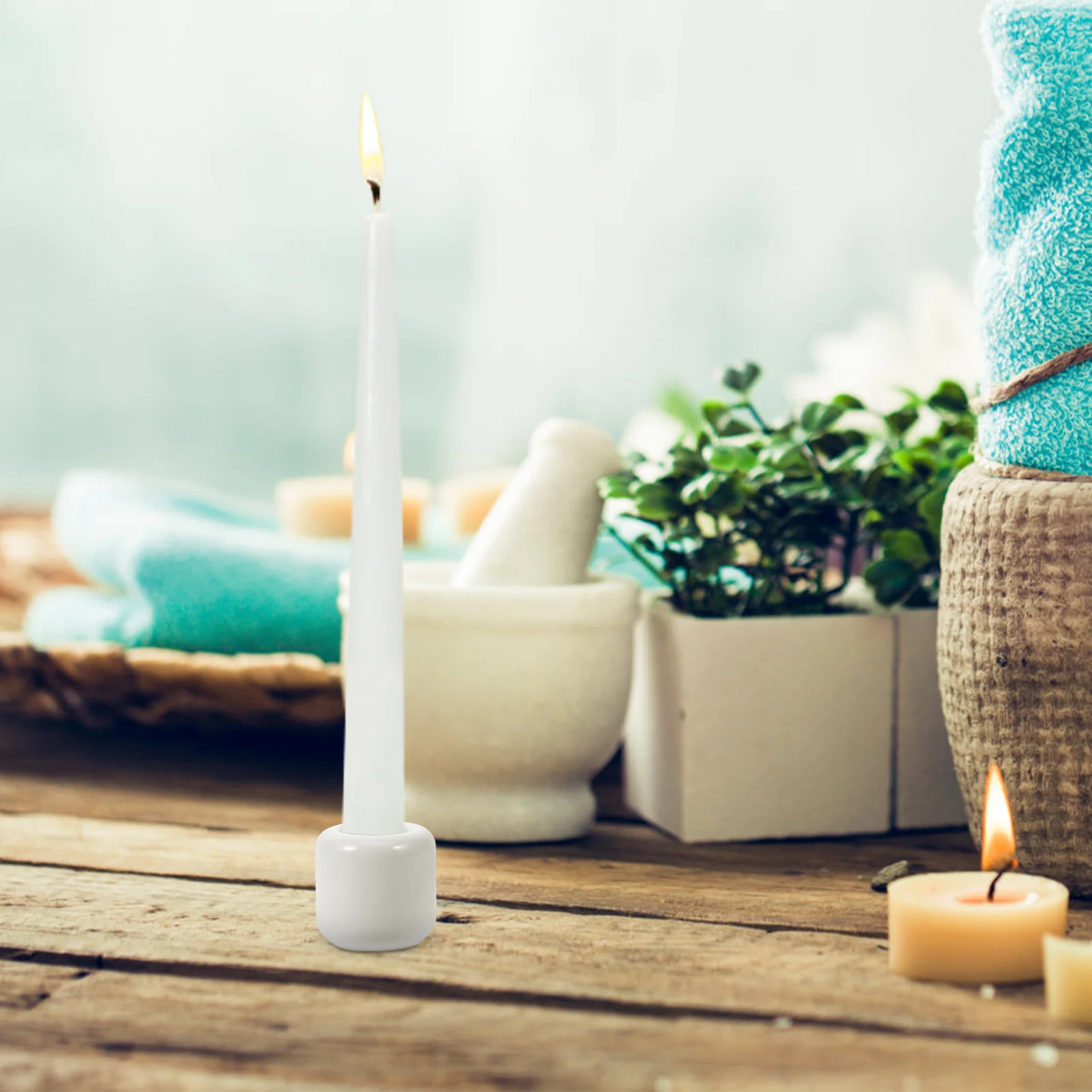 

5Pcs Ceramic Chime Holder Small Round Cups Table Centerpiece Decorative Home Decor Round Candlestick Holders