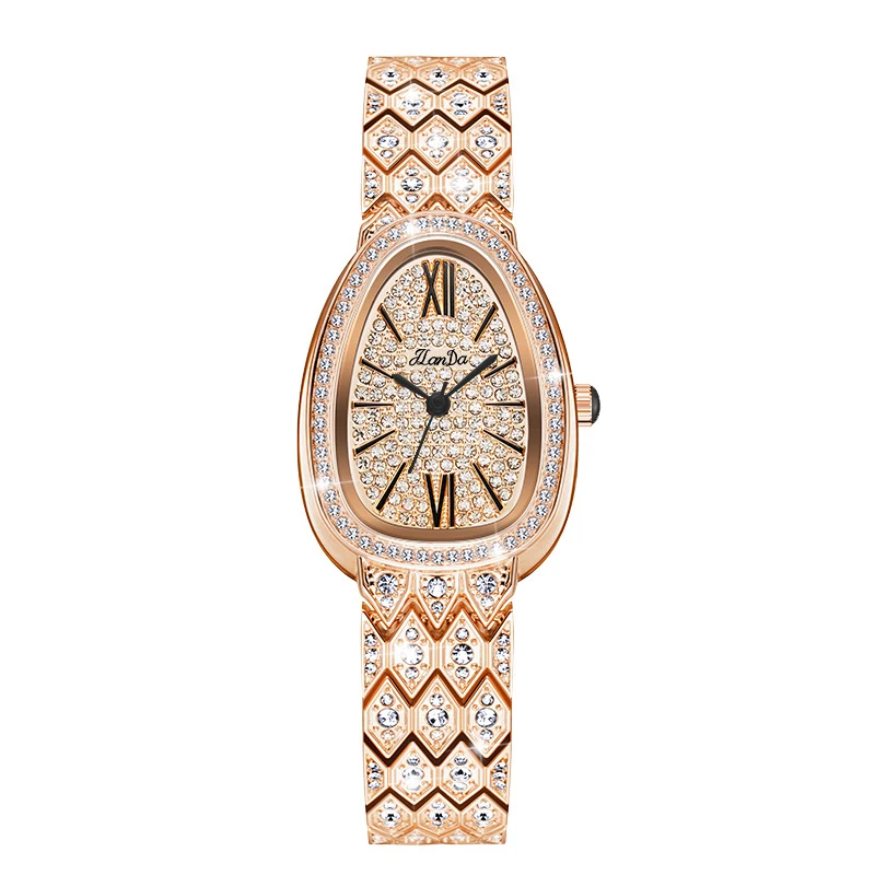 Waterproof Woman Watch Luxury Watch for Girls Original Oval Prismatic Stainless Steel Strap Jewelry Buckle Diamond Set HandClocK