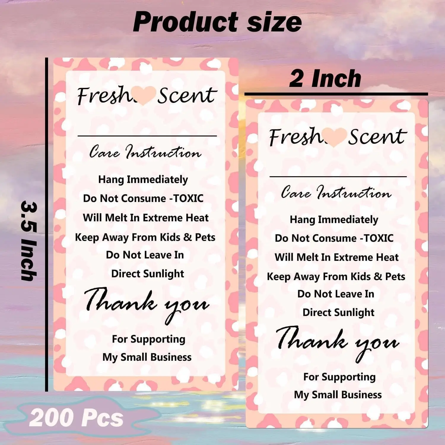 300 Pcs Fresh Scent Labels Care Instruction Stickers 2 *3.5 Inches Waterproof Fresh Flavor Label Stickers for DIY Creation