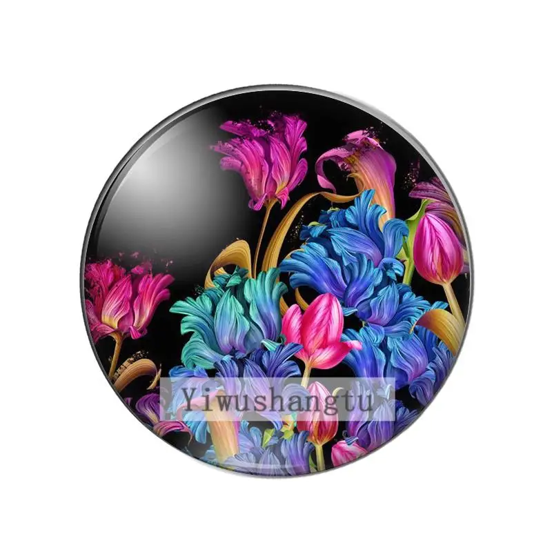 New Beauty Vintage flowers patterns  10mm/12mm/18mm/20mm/25mm Round photo glass cabochon demo flat back Making findings ZB0543