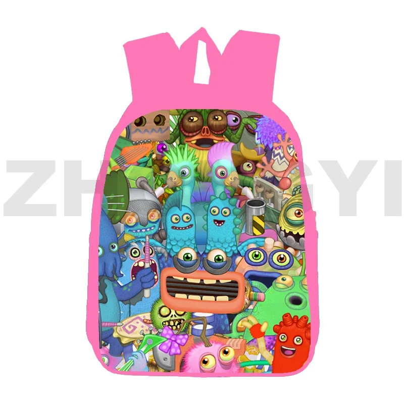 Lovely Girls My Singing Monsters School Backpack 3D High Capacity Travel Bag 12/16 Inch Students Primary Bookbag Shoulder Bag