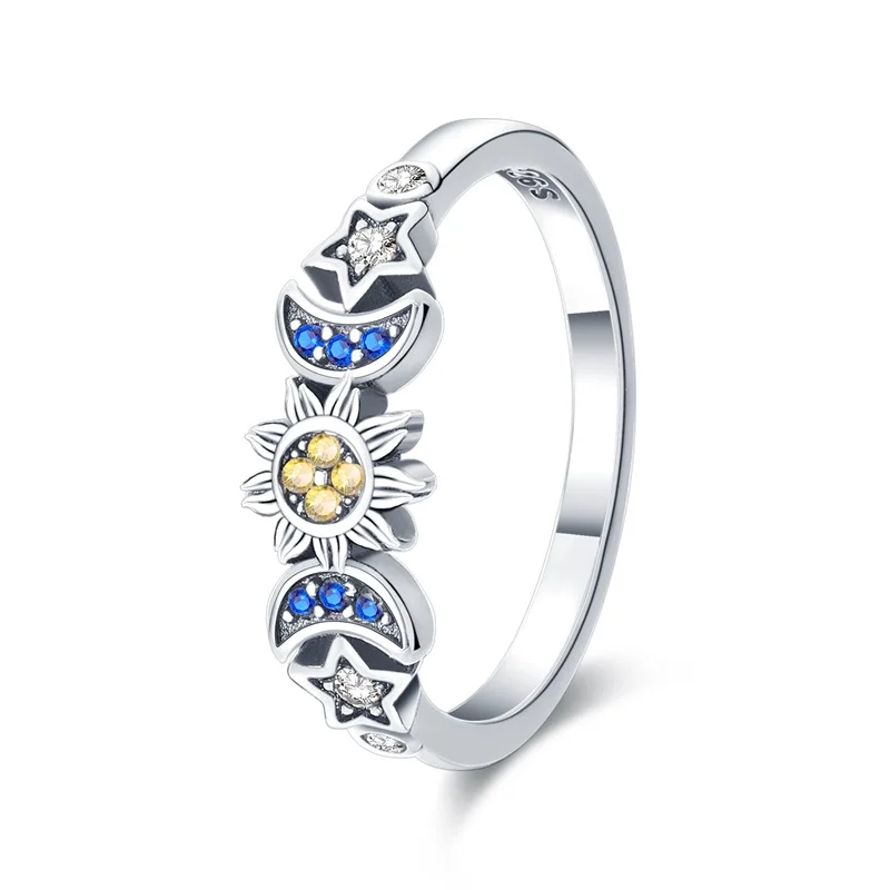 Ringe für Frauen, 100 % 925er Sterlingsilber, rosa Herz, Krone, Stern, Mond, Schneeflocke, Zirkon, Ringe, Mode, Verlobung, Hochzeit, Schmuck – Detail 16