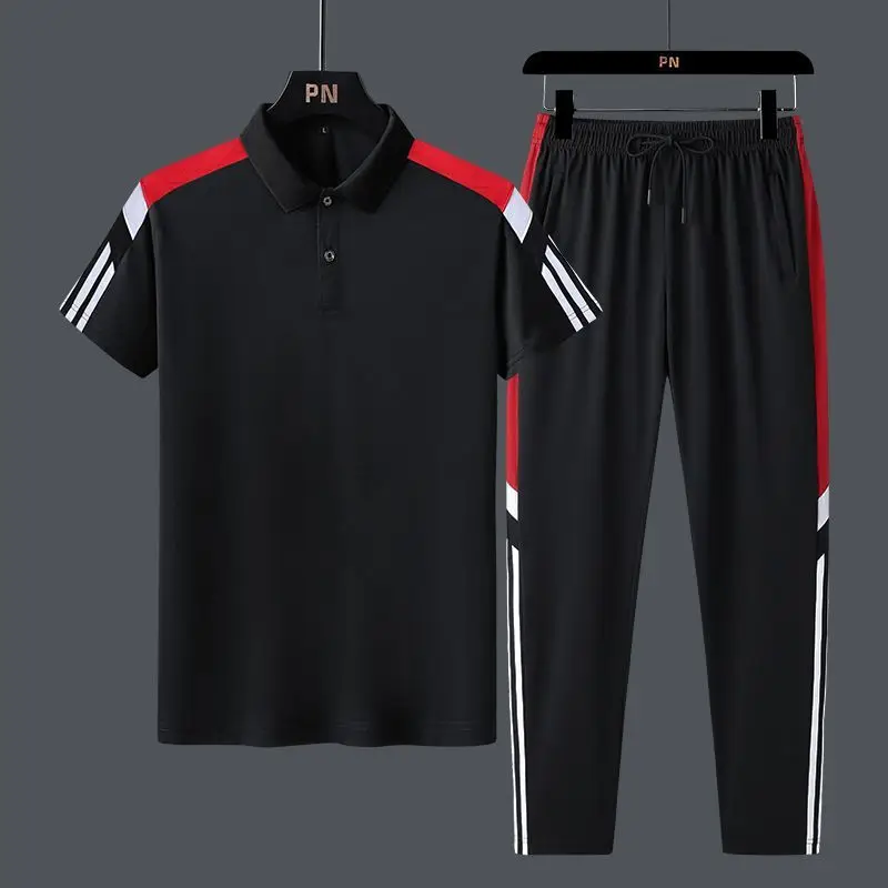 

Men's summer new lapel T-shirt short-sleeved trousers casual sportswear set