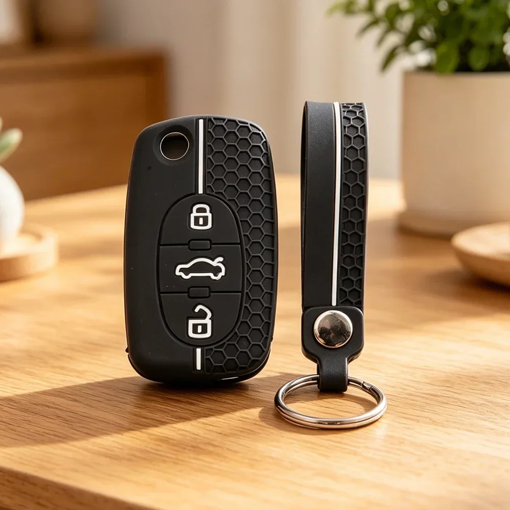 

3 Buttons Remote Holder Silicone Car Flip Key Fob Cover Case for Audi A2 A3 S3 A4 S4 A6 S6 RS6 A8 Tt Key Protection Accessories