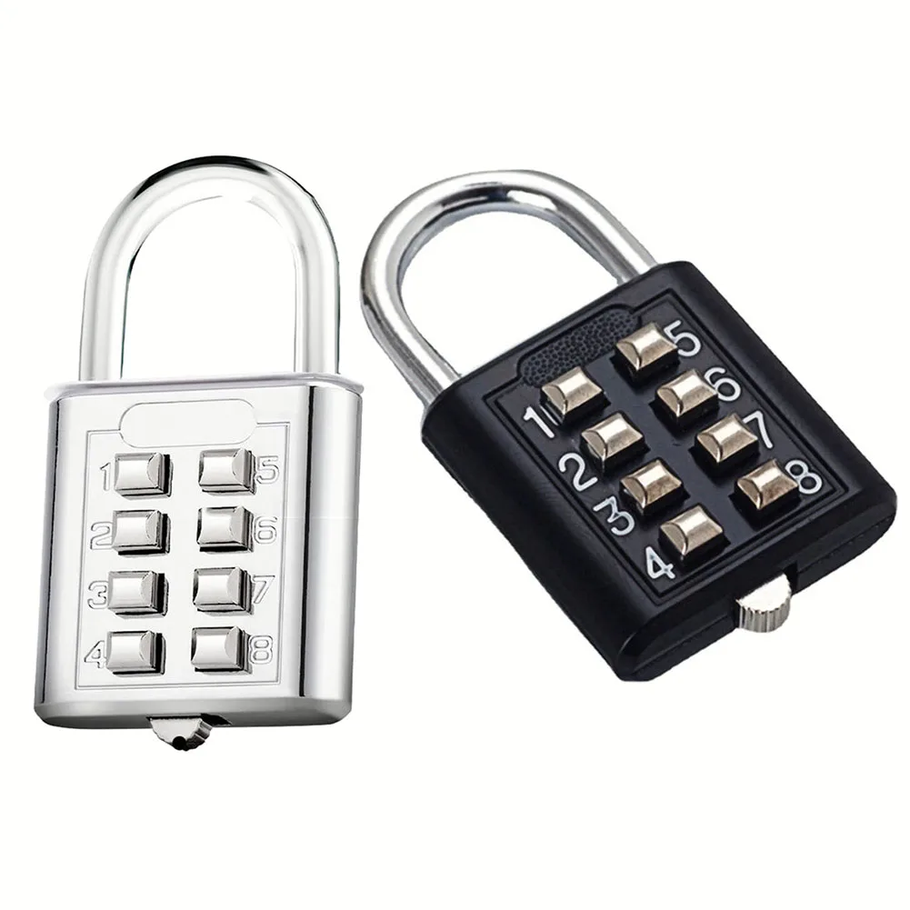 Black Combination Padlock Password Locks 8 Digit Waterproof Combination Lock For Suitcase Bag Package Cabinet Locker Window