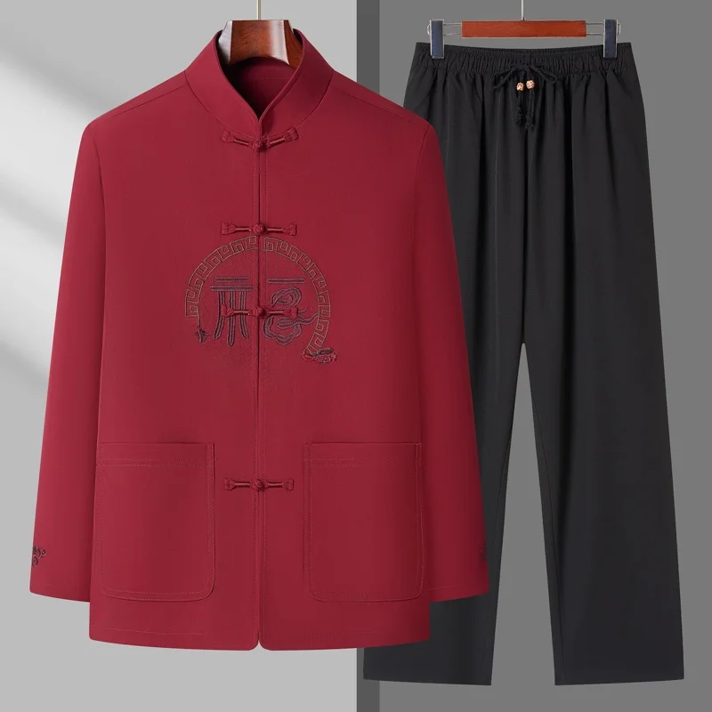 loose-fit-dad-jacket-set-for-men-mid-aged-and-elderly-autumn-new-style-cotton-blend-fabric-geometric-pattern-embroidery-casua