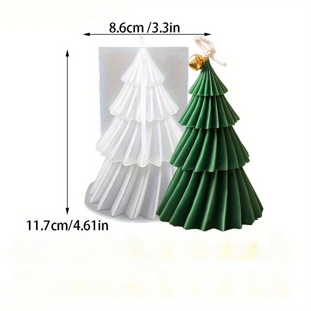 21pcs/set Rotating Christmas Tree Silicone Candle Mold with Bell DIY Pine Resin Plaster Making Kit Handmade Taper Table Ornament