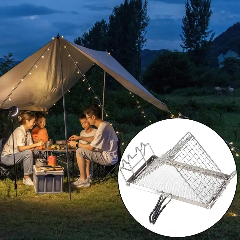 

Foldable Grilling Net Outdoor Grill Net Foldable Stainless Steel Toast Rack Premium Camping Bbq Supplies for Outdoor Grilling