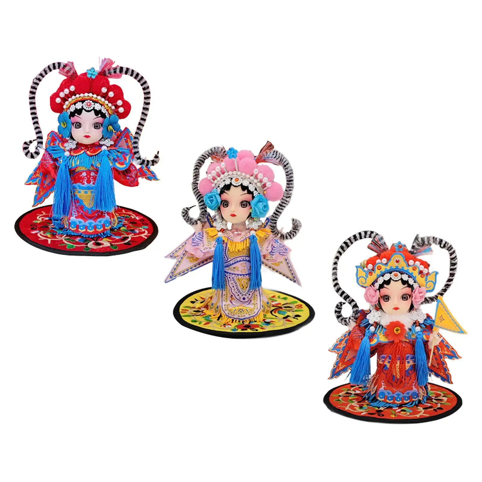 13cm Peking Opera Character MU Guiying Doll Tabletop Ornament Chinese Statue Traditional Lady Figurine