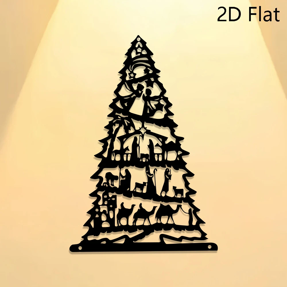 1 قطعة مشهد ميلاد معدني على الطراز البوهيمي زخرفة شجرة عيد الميلاد مع ، الراعيين والوايز ، ديكور عطلة متين للمنزل