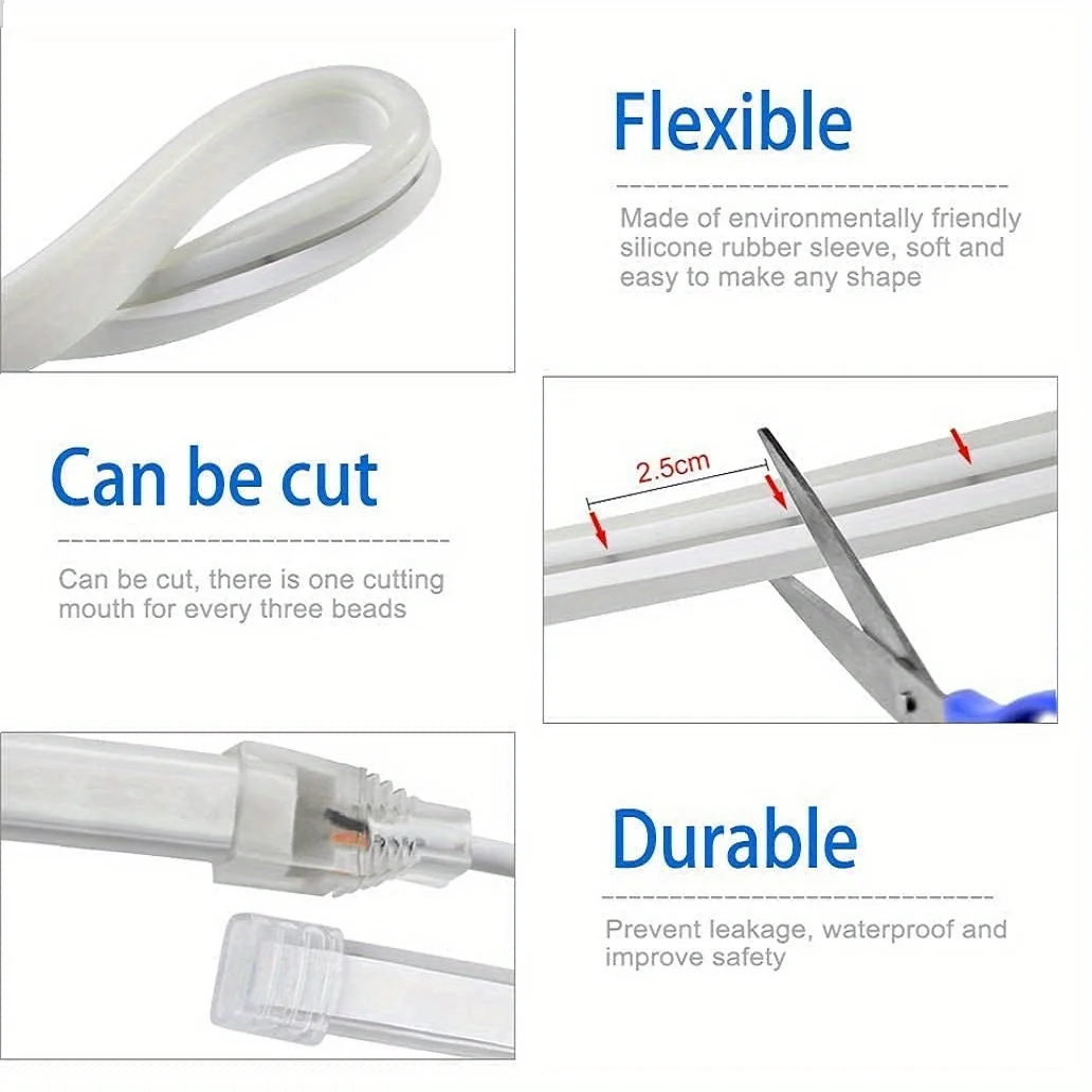 Striscia luminosa al neon a LED 5V Sensore di movimento USB Dimmer Interruttore flessibile in silicone per insegne al neon Corda Tupe per la decorazione esterna della casa