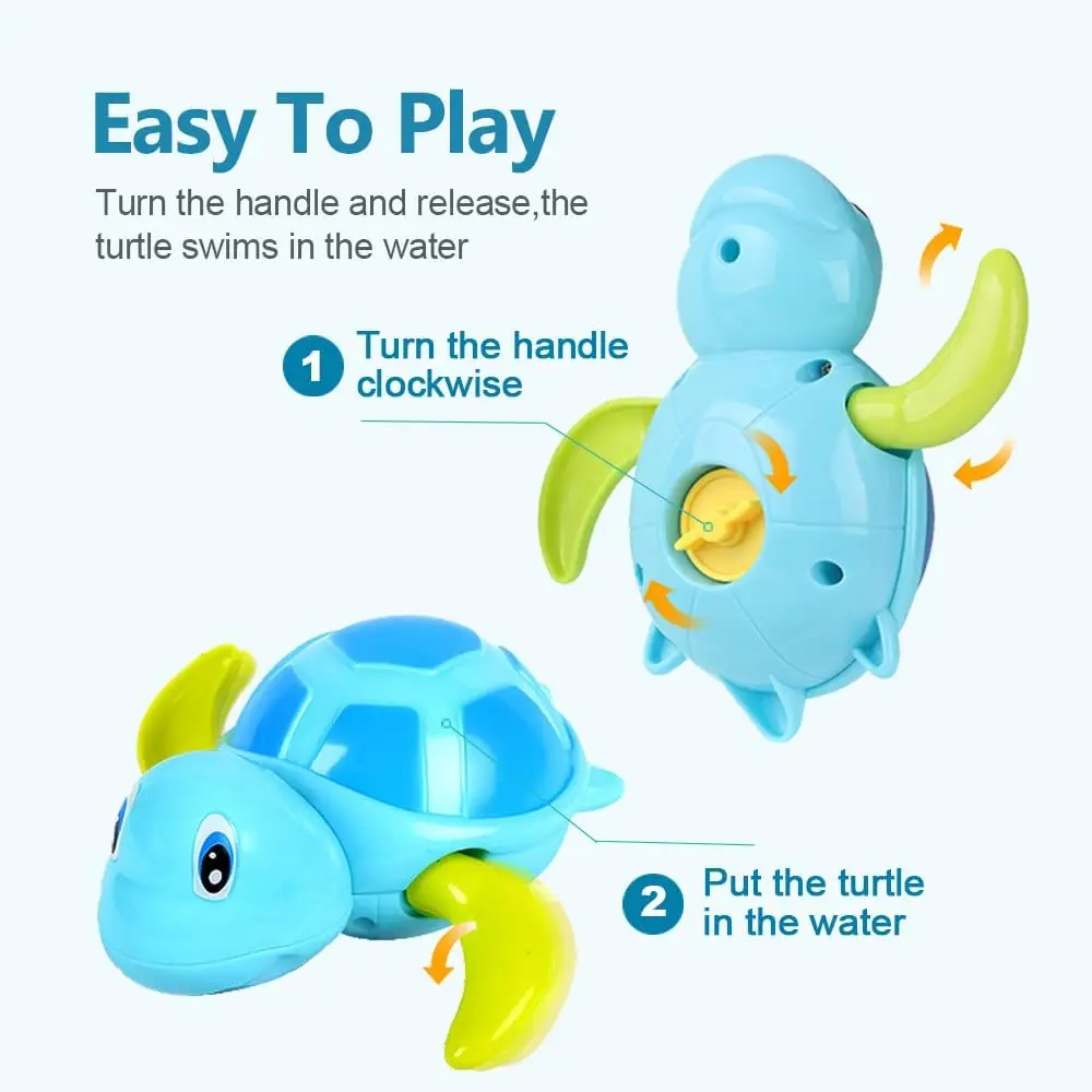 Baby Bath Toy, Baby Funny Wind Up Swimming Turtle, Bath Pool Toy,Cute Floating Bathtub Water Toys,Gift for Preschool Child