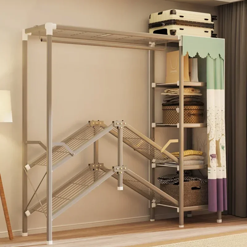

Foldable cloth wardrobes without installation, wardrobes for home bedrooms and rental houses, sturdy and simple all-steel frame
