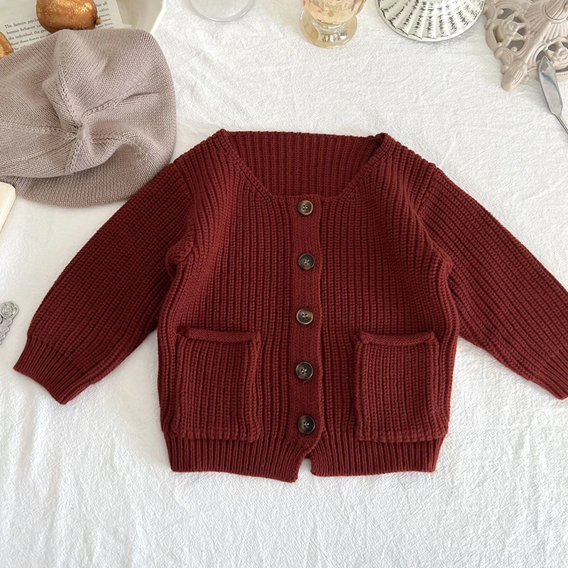 0-3Yrs Newborn Kids Baby Boys Girls Long Sleeve Solid Color Knit Cardigan Coat Infant Girls Boys Children Clothes Sweater Coat