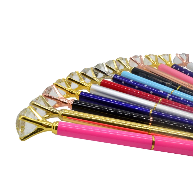 

Large Crystal Diamond Head Ball Pen Student Stationery Office Business Gifts wedding favor laser cut customize pen