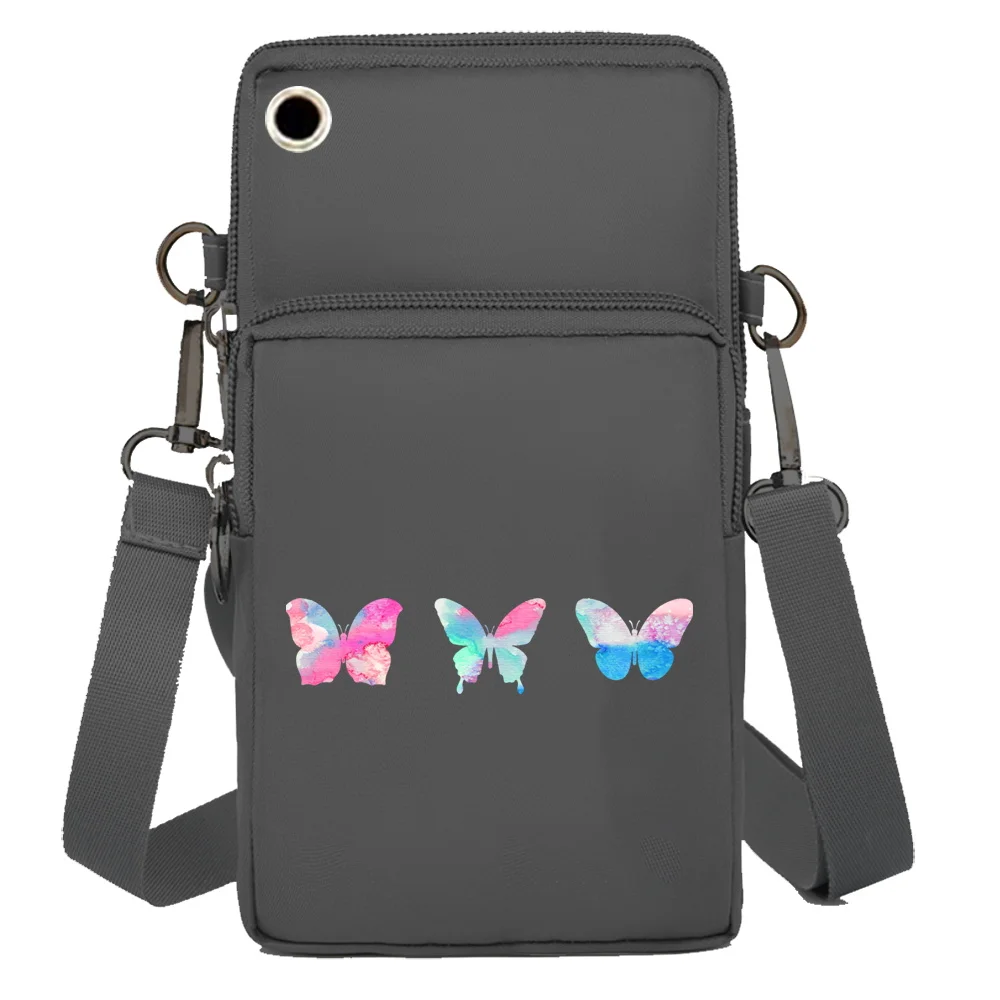 Mobile Phone Bag Wrist Pack Wallets Crossbody Bags Butterfly Print Arm Pouch for Apple/Huawei/Samsung Cell Phone Storage Packet