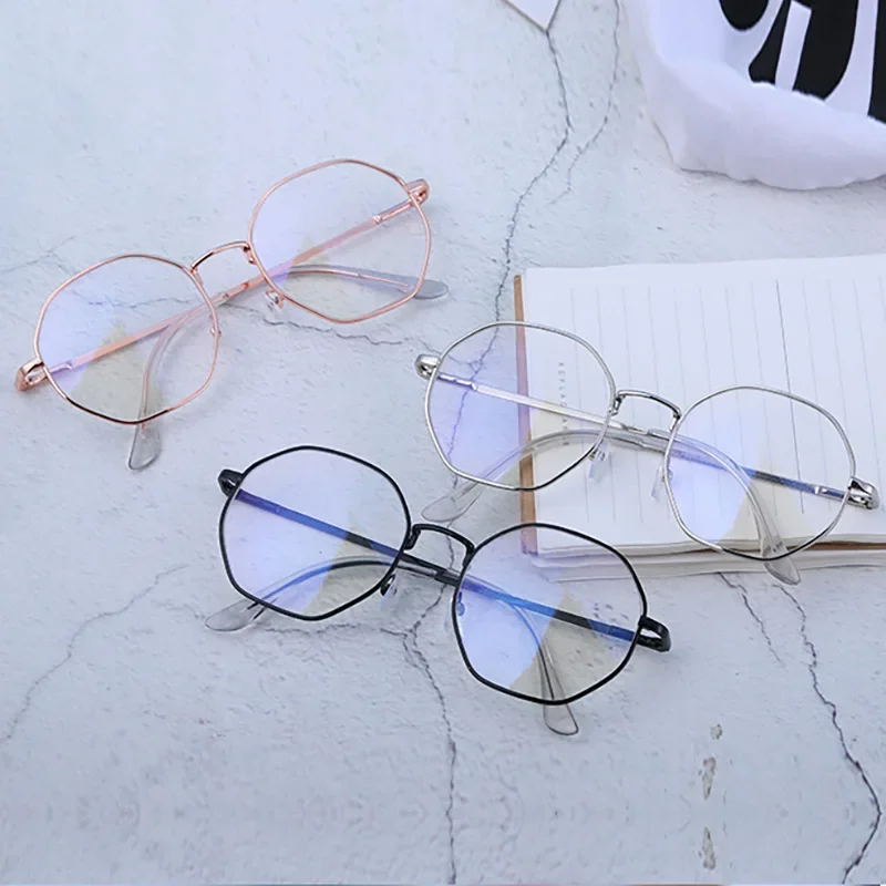 Men Vintage Anti Blue light Clear Glasses Metal Frame Round Vision Care Classic Eyewear Women Lens Myopia Optical Mirror Eyewear