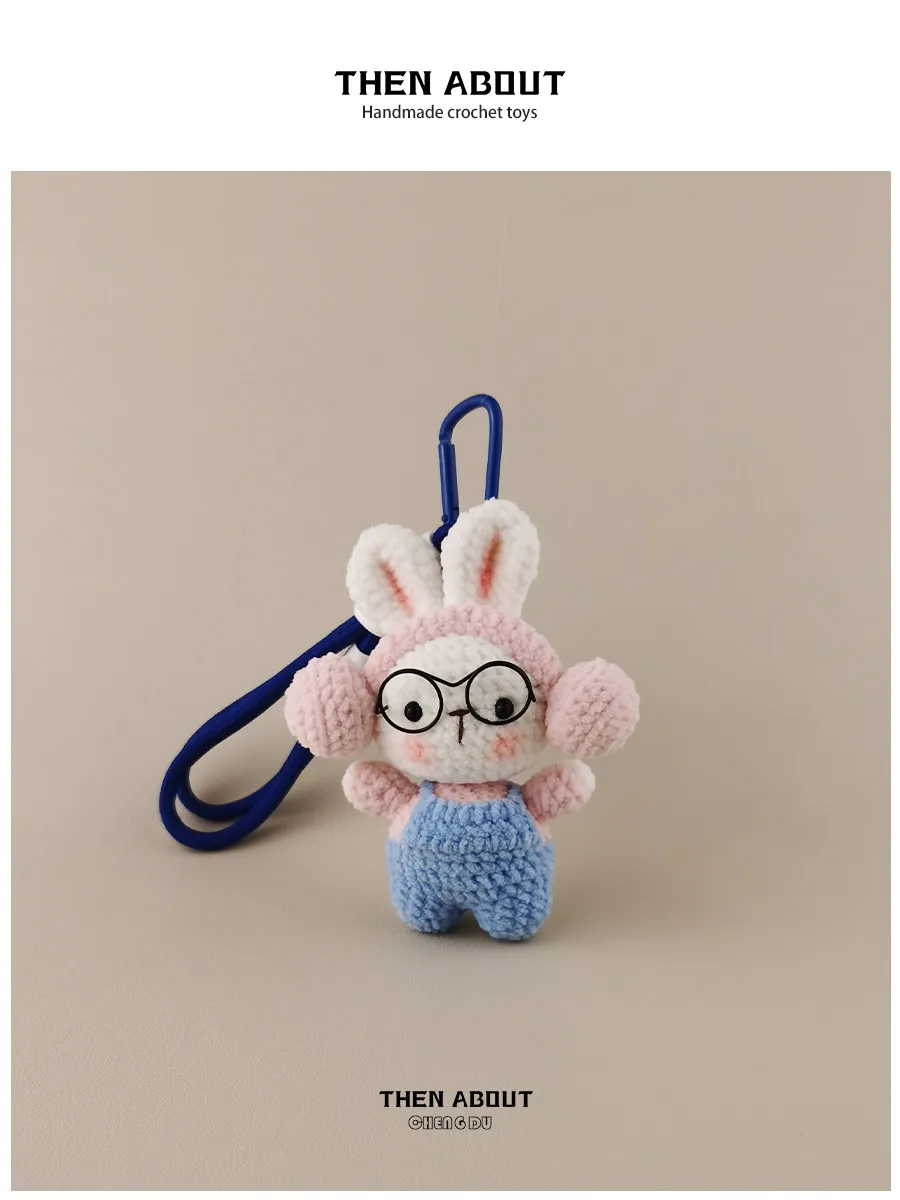 thenabout Earphone Rabbit Plush Doll Original Multi‑Color DIY Bag Charm Backpack Ornament Keychain Unique Hanging Pendant