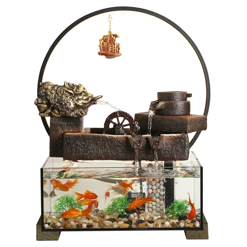 

FG26Creative lucky water ornament living room decoration desktop circulating water fish tank