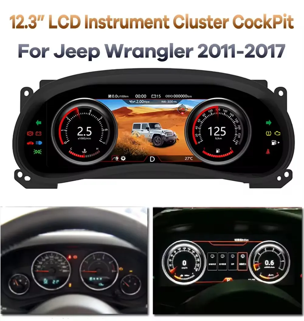 Linux System LCD Dashboard Speedometer Multifunction Digital Instrument Cluster for Jeep JL JK Wrangler 2011