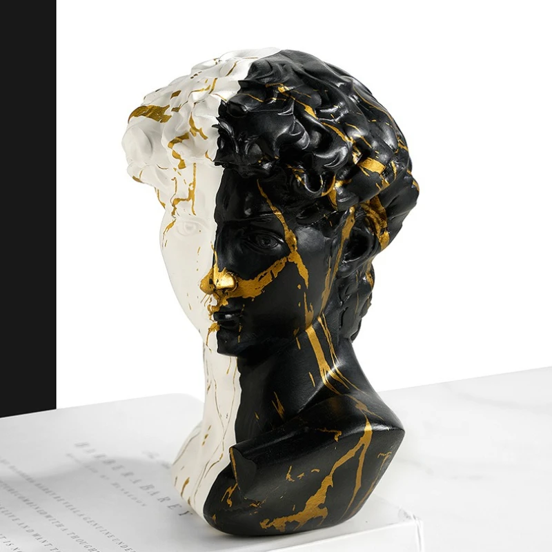 Nordic Black and White David Portrait Resin Sculpture Sample Room Decoration Living Room Art Figure Home Decoration